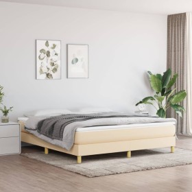 Estructura de cama de tela color crema 160x200 cm