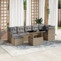 Set de sofás de jardín y cojines 8 piezas ratán sintético beige