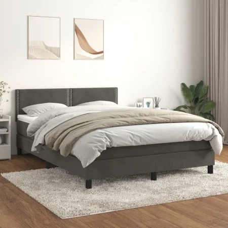 Box spring bed with dark gray velvet mattress 140x200 cm by vidaXL, Beds and slatted bases - Ref: Foro24-3141246, Price: 392,...