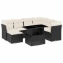Set de sofás de jardín 8 piezas y cojines ratán sintético negro