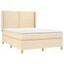 Box spring bed mattress and LED lights cream fabric 140x200 cm by vidaXL, Beds and slatted bases - Ref: Foro24-3138802, Price...