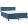 Box spring bed with dark blue velvet mattress 140x190 cm by vidaXL, Beds and slatted bases - Ref: Foro24-3141303, Price: 418,...