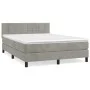 Box spring bed with light gray velvet mattress 140x190 cm by vidaXL, Beds and slatted bases - Ref: Foro24-3141299, Price: 452...