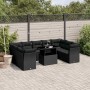 Set de sofás de jardín 10 pzas cojines ratán sintético negro