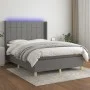 Box spring bed mattress and LED lights dark gray fabric 140x190 cm by vidaXL, Beds and slatted bases - Ref: Foro24-3138870, P...