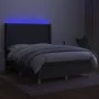 Box spring bed mattress and LED lights dark gray fabric 140x190 cm by vidaXL, Beds and slatted bases - Ref: Foro24-3138870, P...