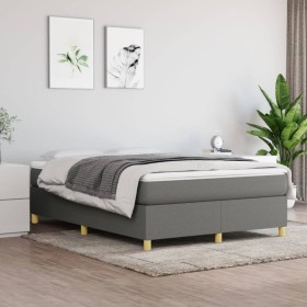 Estructura de cama de tela gris oscuro 140x190 cm