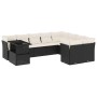 Set de sofás de jardín 10 pzas cojines ratán sintético negro