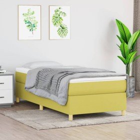 Estructura de cama box spring tela verde 90x200 cm