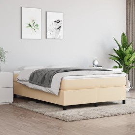 Estructura de cama de tela color crema 140x190 cm