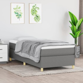 Estructura de cama de tela gris oscuro 90x190 cm