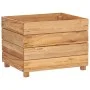 Raised flowerbed in recycled teak wood and steel 50x40x38 cm by vidaXL, Pots and planters - Ref: Foro24-47421, Price: 69,90 €...