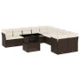 Set de sofás de jardín 11 pzas cojines ratán sintético marrón