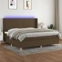 Boxspringbettmatratze LED-Leuchten dunkelbrauner Stoff 200x200 cm von vidaXL, Betten und Lattenroste - Ref: Foro24-3138824, P...