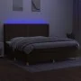 Boxspringbettmatratze LED-Leuchten dunkelbrauner Stoff 200x200 cm von vidaXL, Betten und Lattenroste - Ref: Foro24-3138824, P...