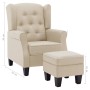 Cremefarbener Stoffsessel mit Fußstützenhocker von vidaXL, Sessel - Ref: Foro24-320160, Preis: 257,38 €, Rabatt: %