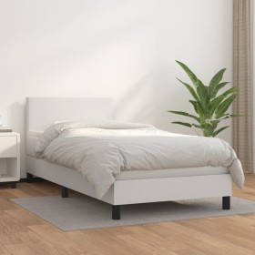 Cama box spring con colchón cuero sintético blanco 90x190 cm de vidaXL, Camas y somieres - Ref: Foro24-3140982, Precio: 297,5...