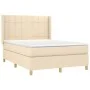 Box spring bed mattress and LED lights cream fabric 140x200 cm by vidaXL, Beds and slatted bases - Ref: Foro24-3138882, Price...