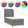 Boxspringbettmatratze und LED-Leuchten dunkelgrauer Stoff 100x200 cm von vidaXL, Betten und Lattenroste - Ref: Foro24-3138854...