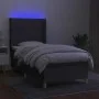 Box spring bed mattress and LED lights dark gray fabric 100x200 cm by vidaXL, Beds and slatted bases - Ref: Foro24-3138854, P...