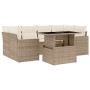 Set sofás de jardín 7 piezas y cojines ratán sintético beige