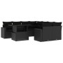 Set de sofás de jardín 8 piezas y cojines ratán sintético negro