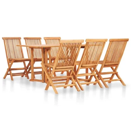 Set de comedor de jardín plegable 7 piezas madera maciza teca de vidaXL, Conjuntos de jardín - Ref: Foro24-49001, Precio: 554...