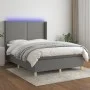 Box spring bed mattress and LED lights dark gray fabric 140x200 cm by vidaXL, Beds and slatted bases - Ref: Foro24-3138798, P...