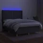 Box spring bed mattress and LED lights dark gray fabric 140x200 cm by vidaXL, Beds and slatted bases - Ref: Foro24-3138798, P...