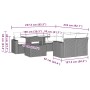 Set muebles jardín 9 pzas y cojines ratán sintético gris claro