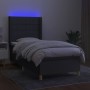 Boxspringbettmatratze und LED-Leuchten dunkelgrauer Stoff 90x190 cm von vidaXL, Betten und Lattenroste - Ref: Foro24-3138838,...