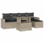 Set de sofás de jardín 6 pzas y cojines ratán sintético gris