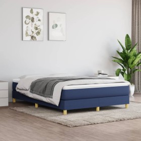 Estructura de cama box spring tela azul 140x200 cm