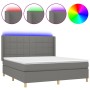 Box spring bed mattress and LED lights dark gray fabric 160x200 cm by vidaXL, Beds and slatted bases - Ref: Foro24-3138886, P...