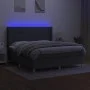 Box spring bed mattress and LED lights dark gray fabric 160x200 cm by vidaXL, Beds and slatted bases - Ref: Foro24-3138886, P...