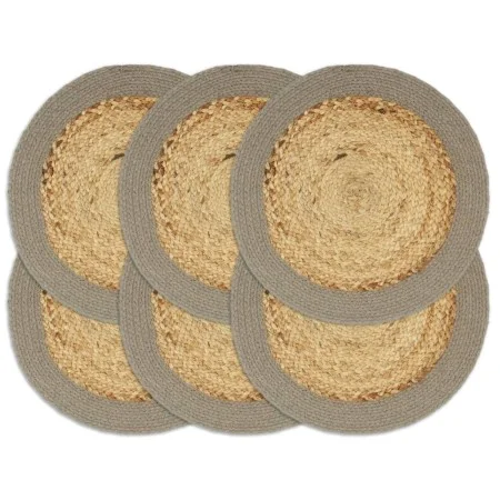 Placemat 6 pcs jute and natural and gray cotton 38 cm by vidaXL, Placemats - Ref: Foro24-133861, Price: 24,68 €, Discount: %