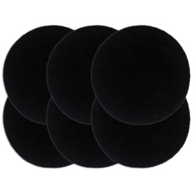 Mantel individual 6 unidades liso redondo algodón negro 38 cm