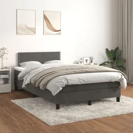 Box spring bed with dark gray velvet mattress 120x200 cm by vidaXL, Beds and slatted bases - Ref: Foro24-3141234, Price: 339,...