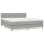 Box spring bed with light gray fabric mattress 180x200 cm by vidaXL, Beds and slatted bases - Ref: Foro24-3140953, Price: 514...