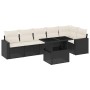 Set de sofás de jardín 7 pzas con cojines ratán sintético negro