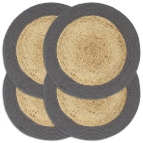 Rundes Tischset, 4 Stück, Jute, natürliche Baumwolle, Grau, 38 cm von vidaXL, Tischsets - Ref: Foro24-133858, Preis: 16,00 €,...