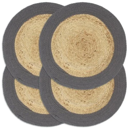 Rundes Tischset, 4 Stück, Jute, natürliche Baumwolle, Grau, 38 cm von vidaXL, Tischsets - Ref: Foro24-133858, Preis: 15,43 €,...