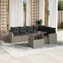 Set de sofás de jardín 7 pzas con cojines ratán PE gris claro