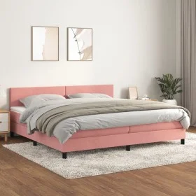 Box spring bed with pink velvet mattress 200x200 cm by vidaXL, Beds and slatted bases - Ref: Foro24-3141208, Price: 509,62 €,...