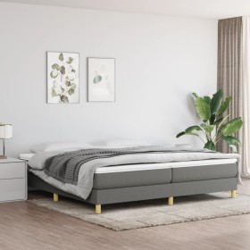 Estructura de cama tela gris oscuro 200x200 cm