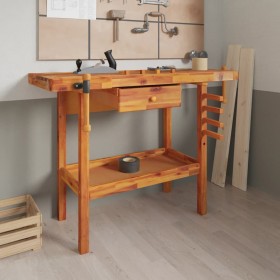 Banco trabajo cajón y tornillos banco madera acacia 124x52x83cm de vidaXL, Mesas de trabajo - Ref: Foro24-153320, Precio: 209...