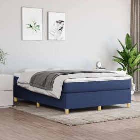 Estructura de cama de tela azul 140x190 cm
