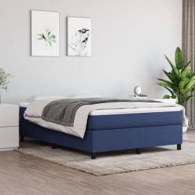 Estructura de cama de tela gris taupe azul 140x200 cm