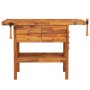 Workbench with drawers and screws acacia bench 124x52x83 cm by vidaXL, Work tables - Ref: Foro24-153322, Price: 233,58 €, Dis...