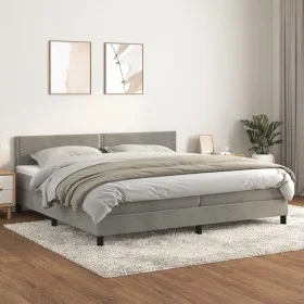 Box spring bed with light gray velvet mattress 200x200 cm by vidaXL, Beds and slatted bases - Ref: Foro24-3141263, Price: 521...